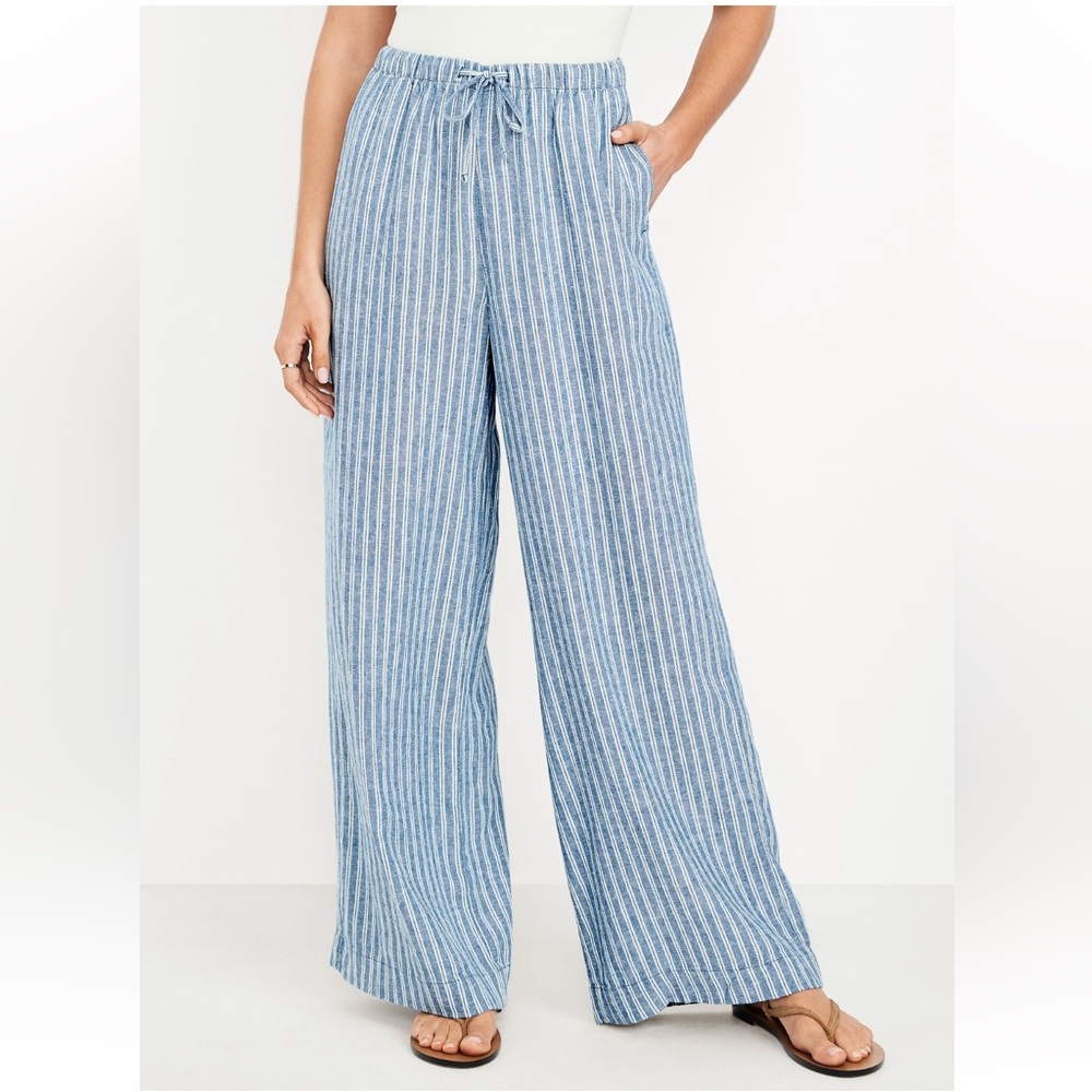 Old Navy Blue Striped Wide Leg Pants